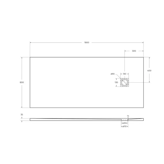 Душевой поддон из искусств. мрамора BelBagno UNO TRAY-MR-UNO-AH-35-W-CR в комплекте с сифоном