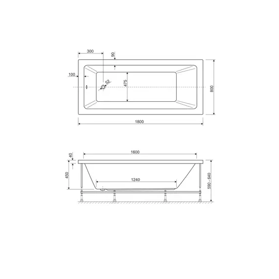 Акриловая ванна CEZARES PLANE SOLO-W37