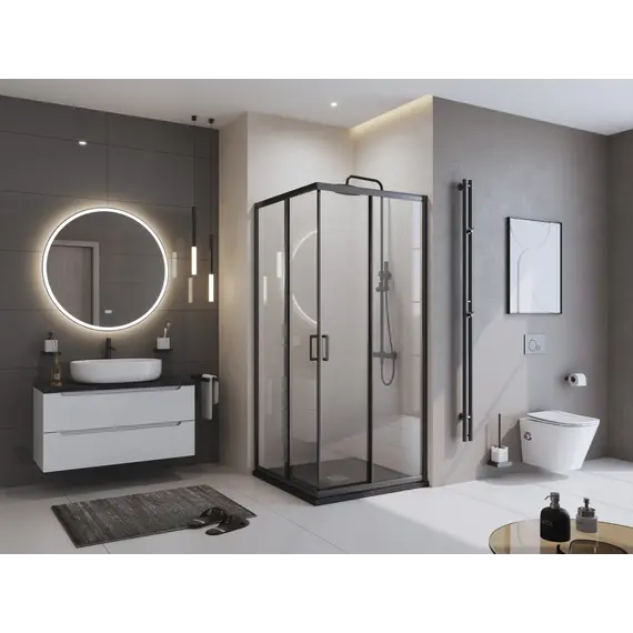 Душевой поддон из искусственного мрамора BelBagno UNO TRAY-MR-UNO-A-90-35-NERO-CR  в комплекте с сифоном