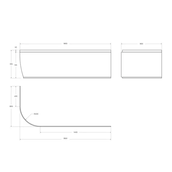 Передняя панель для акриловой ванны CEZARES METAURO CORNER-180-SCR-L-W37