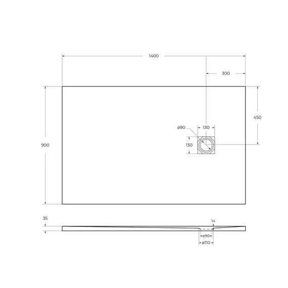 Душевой поддон из искусств. мрамора BelBagno UNO TRAY-MR-UNO-AH-35-W-CR в комплекте с сифоном