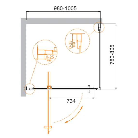Душевой уголок CEZARES MOLVENO-AH-1-C-Cr-IV