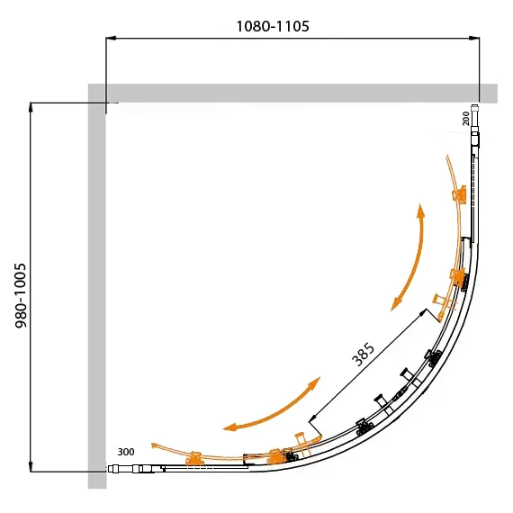 Душевой уголок CEZARES MOLVENO-RH-22-P-Cr