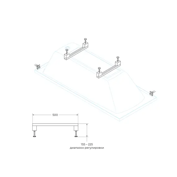 Универс. компл. ног для ванн LEG-KIT-150 - 120х70, 130х70, 140х70, 150х70, 160х70, 170х70, 170х75, 180х80, 180х90, 190х80, 190х90, 200х90