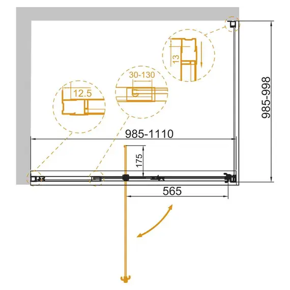 Душевой уголок CEZARES VARIANTE-AH-1-C-Cr