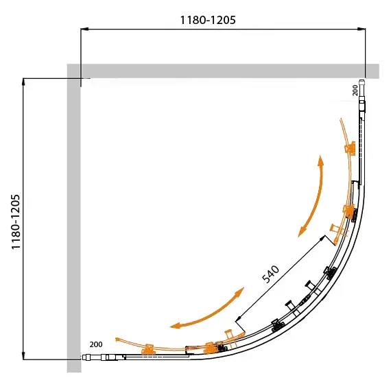 Душевой уголок CEZARES MOLVENO-R-22-P-Cr
