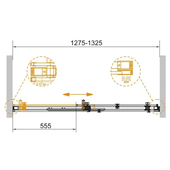 Душевая дверь с доводчиками CEZARES STYLUS-SOFT-BF-1-C-Cr