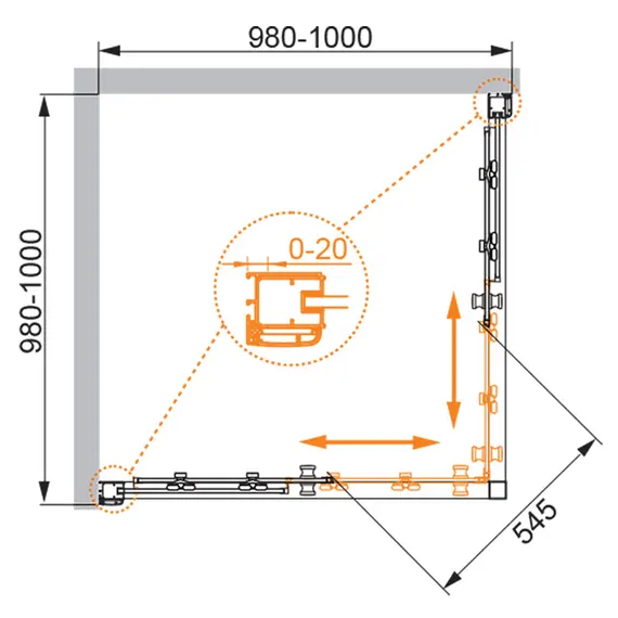 Душевой уголок CEZARES ANIMA-W-A-2-C-Cr