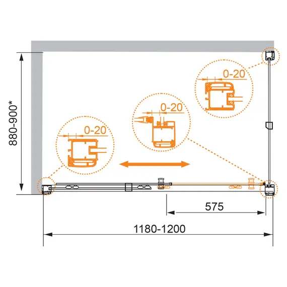 Душевой уголок CEZARES ANIMA-W-AH-1-120/90-C-Cr/P-Cr