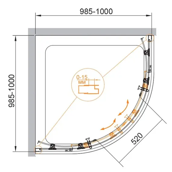 Душевой уголок CEZARES ECO-O-R-2-C-NERO