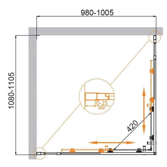 Душевой уголок CEZARES MOLVENO-AH-22-C-Cr-IV УГЛОВОЙ
