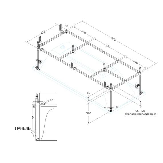 Металлический каркас  CEZARES EMP-170-75-MF-R  170х75