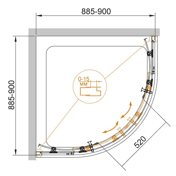 Душевой уголок CEZARES ECO-O-R-2-90-C-Cr