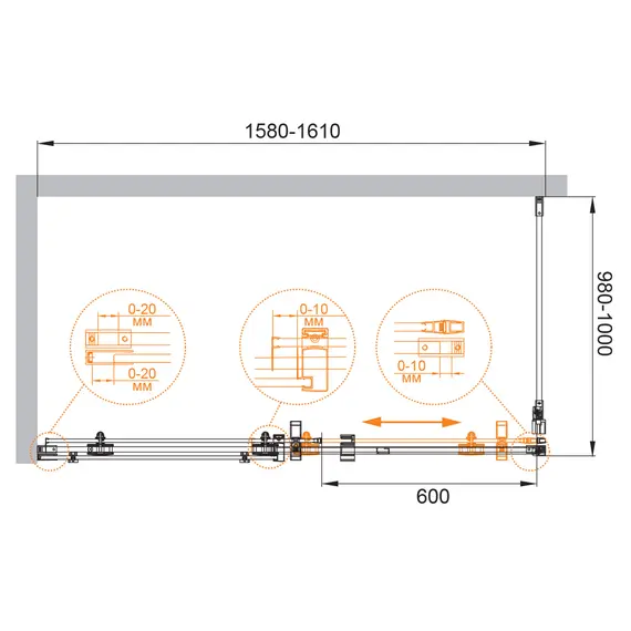 Душевой уголок CEZARES STYLUS-O-M-AH-1-C-Cr
