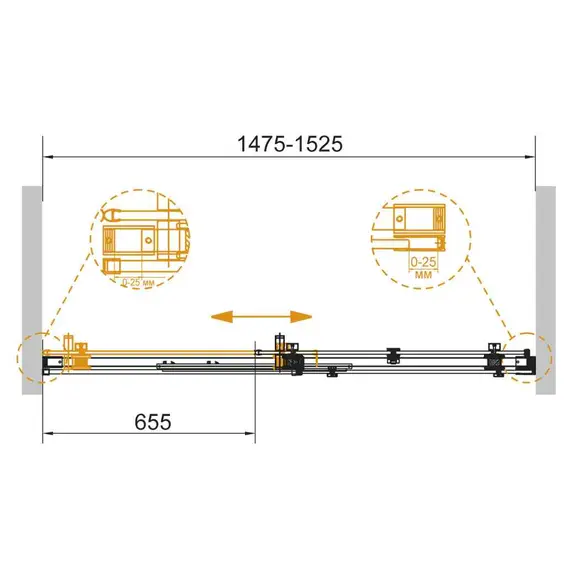 Душевая дверь с доводчиками CEZARES STYLUS-SOFT-BF-1-C-Cr