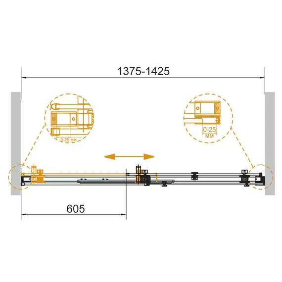 Душевая дверь с доводчиками CEZARES STYLUS-SOFT-BF-1-C-Cr