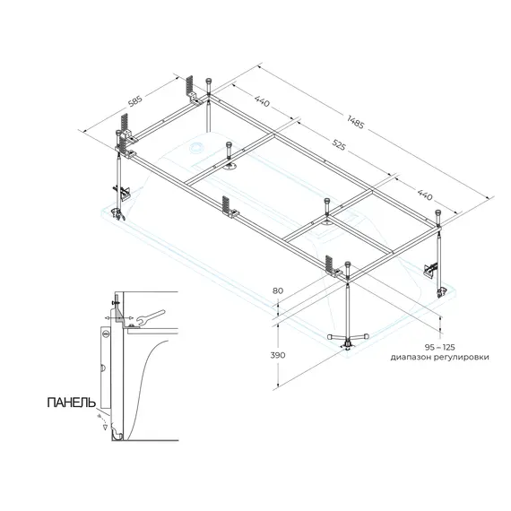 Металлический каркас  CEZARES EMP-160-70-MF-R 160х70