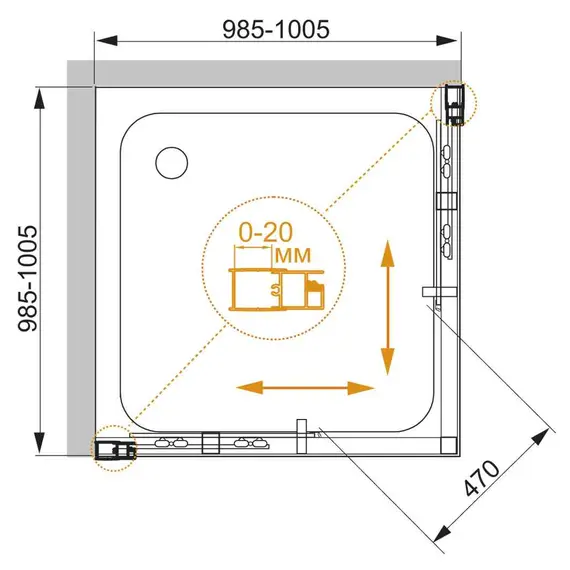 Душевой уголок CEZARES MOMENTO-A-2-C-Cr