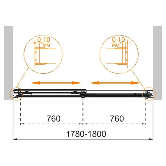 Душевая шторка на ванну CEZARES TANDEM-SOFT-VF-2-P-Cr