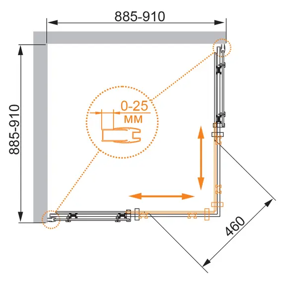 Душевой уголок CEZARES STYLUS-O-M-A-2-90-C-Cr   100х100
