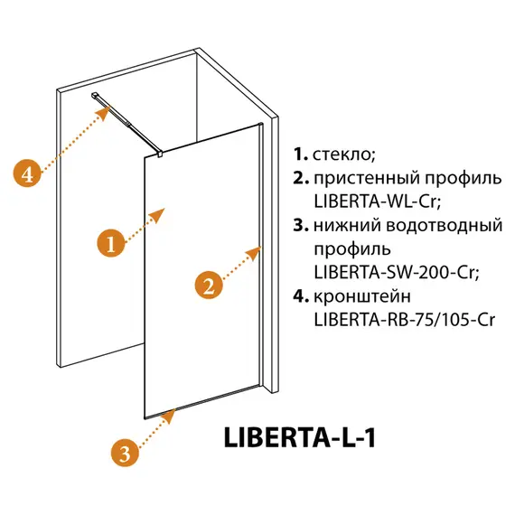 Душевая перегородка CEZARES LIBERTA-L-1-BR-NERO