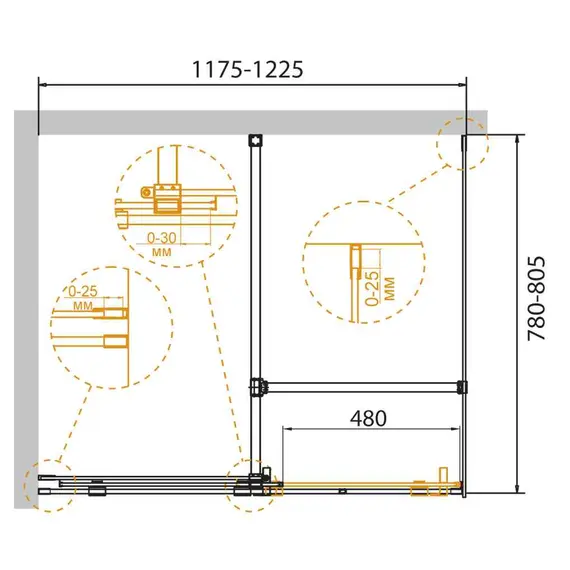Душевой уголок CEZARES STREAM-AH-1-C-Cr