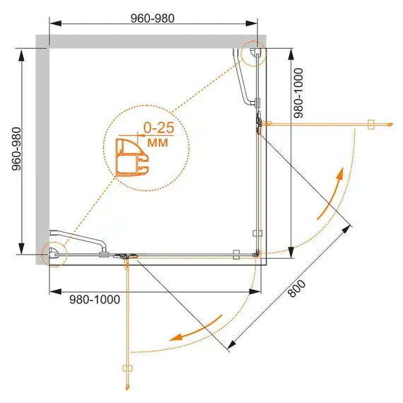 Душевой уголок CEZARES BERGAMO-W-A-2-C-Cr