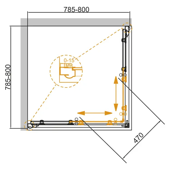 Душевой уголок CEZARES GIUBILEO-A-2-80-SCORREVOLE-CP-Cr