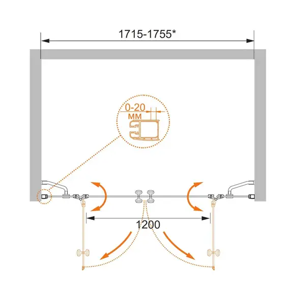 Душевая дверь CEZARES ELENA-W-B-22-P-Cr