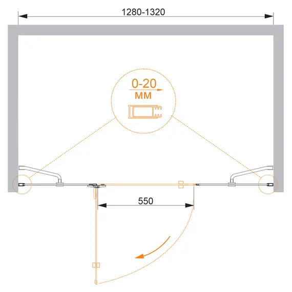 Душевая дверь CEZARES BERGAMO-W-B-13-C-Cr-L/R