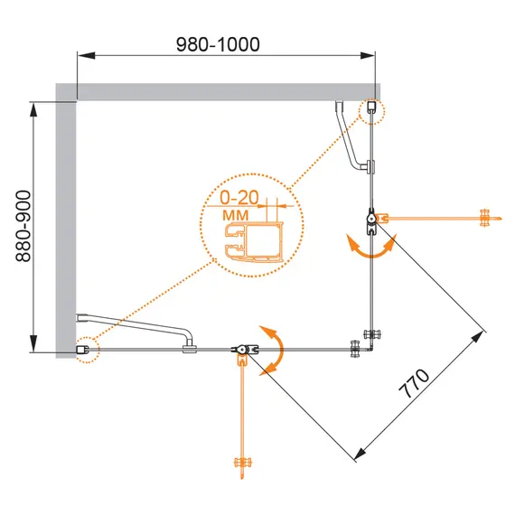 Душевой уголок CEZARES ELENA-W-AH-2-C-Cr