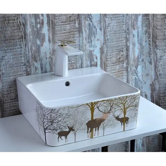 Смеситель на раковину (белый/золото) Bronze De Luxe A919W