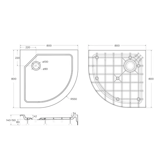 Поддон SMC CEZARES TRAY-SMC-R-80-550-150-W