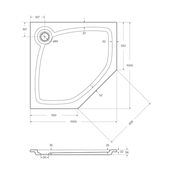 Поддон из искусственного мрамора CEZARES TRAY-S-P-100-56-W