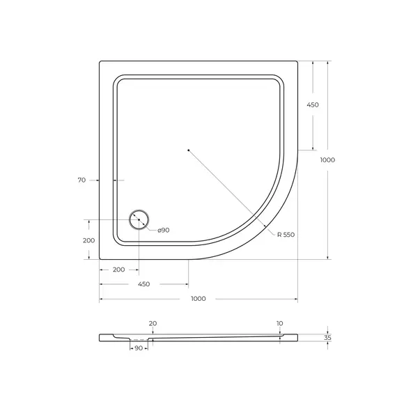 Поддон SMC CEZARES TRAY-M-R-35-W