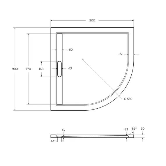 Поддон из искусственного мрамора CEZARES TRAY-AS-R-90-30-NERO