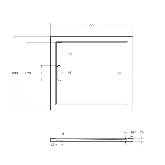 Поддон из искусственного мрамора CEZARES TRAY-AS-AH-90/80-30-W  80х90