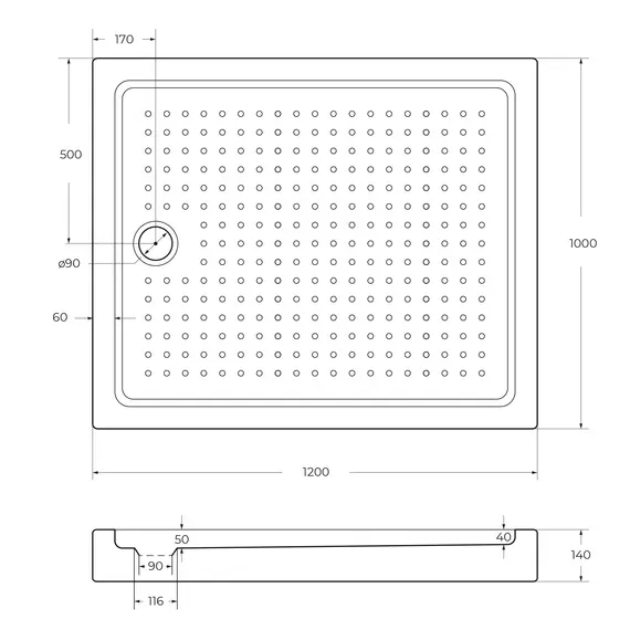 Акриловый поддон CEZARES TRAY-A-AH-15-W