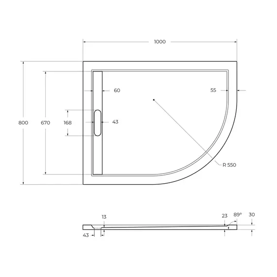 Поддон из искусственного мрамора CEZARES TRAY-AS-RH-30-W-L