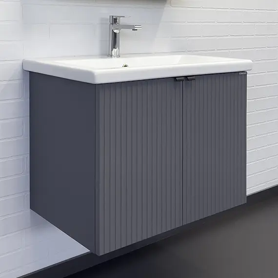 Подвесная тумба-умывальник Comforty Лима-70П антрацит с раковиной Como 70