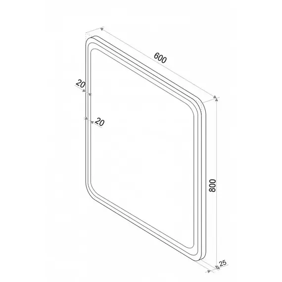 Зеркало Comforty Нобилис-60 LED подсветка, черная рамка, бесконтактный сенсор 600*800