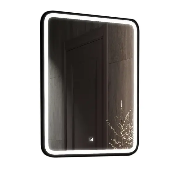 Зеркало Comforty Нобилис-60 LED подсветка, черная рамка, бесконтактный сенсор 600*800