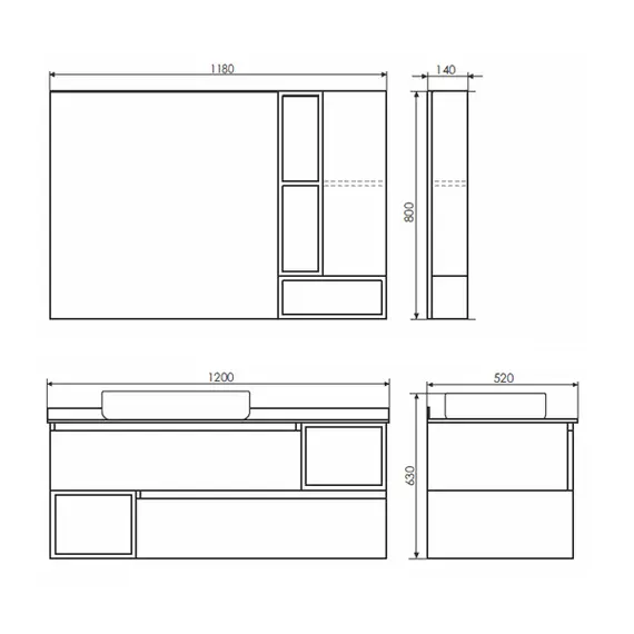Тумба-умывальник Comforty Прага-120 дуб белый с графитовой столешницей с раковиной