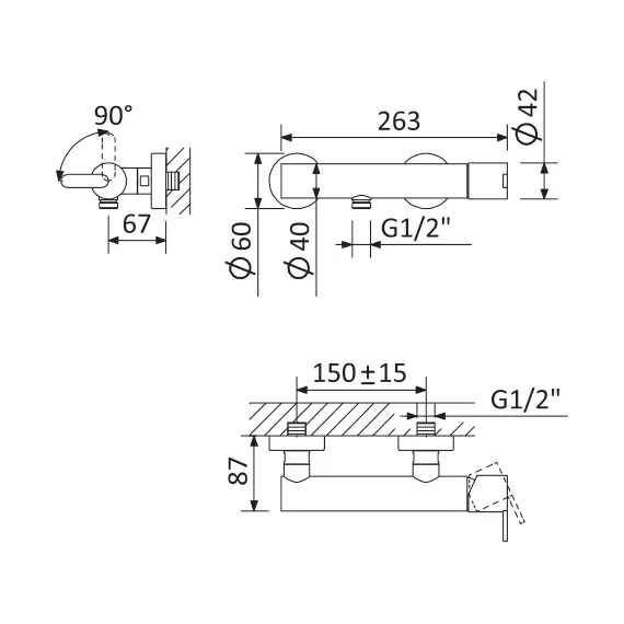 Смеситель для душа CEZARES LEAF-D-NOP