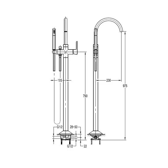 Напольный смеситель для ванны CEZARES ECO-VDP-BORO