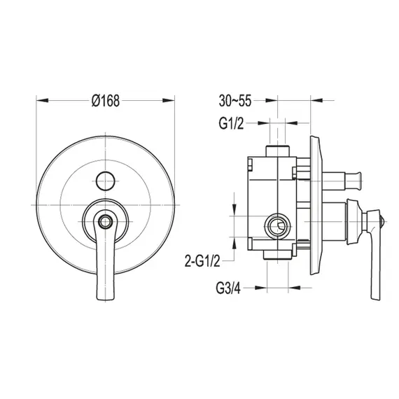 Встраиваемый смеситель для душа CEZARES LIBERTY-F-VDIM-01