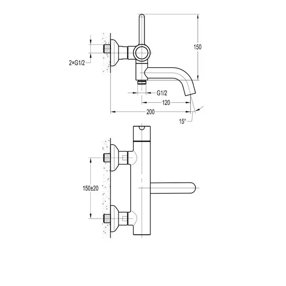Смеситель для ванны и душа CEZARES ECO-VD-BORO