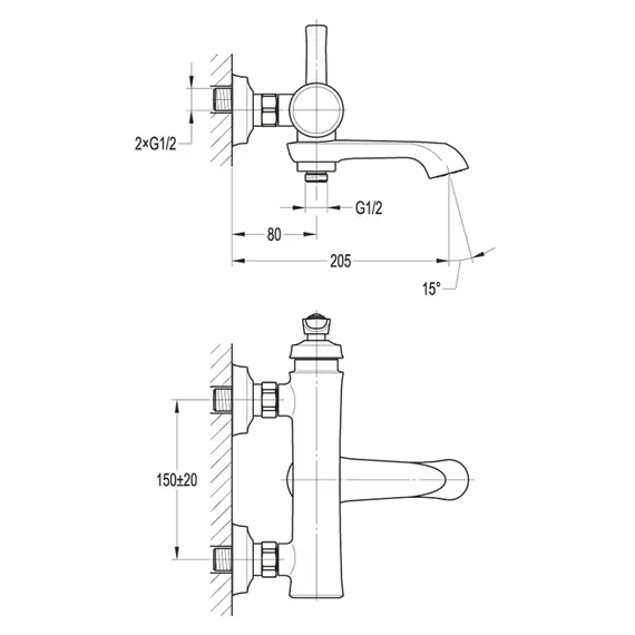 Смеситель для ванны и душа CEZARES LIBERTY-F-VD-01
