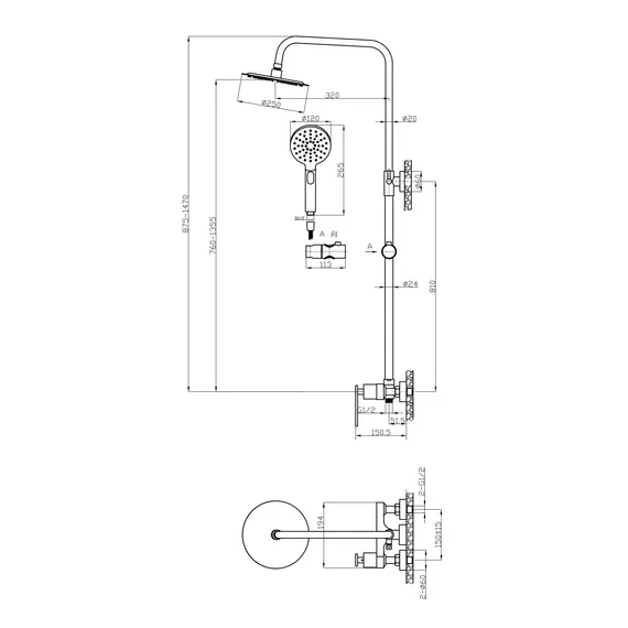 Душевая стойка CEZARES MOMENTO-CD-01