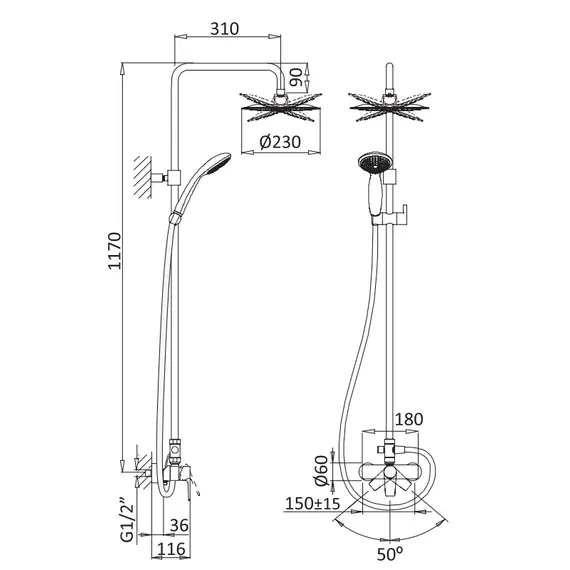 Душевая стойка CEZARES NAUTIC-CD-BIO